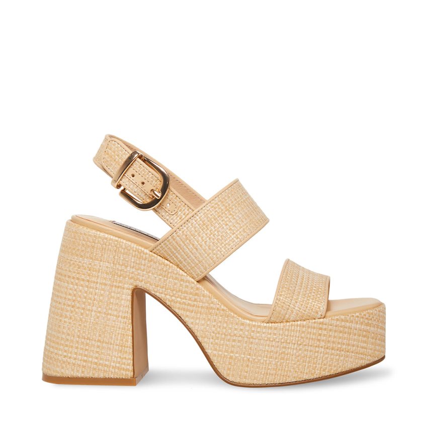 Sandalias de Plataforma Steve Madden Valory Natural Raffia Mujer Beige | ES SY136E